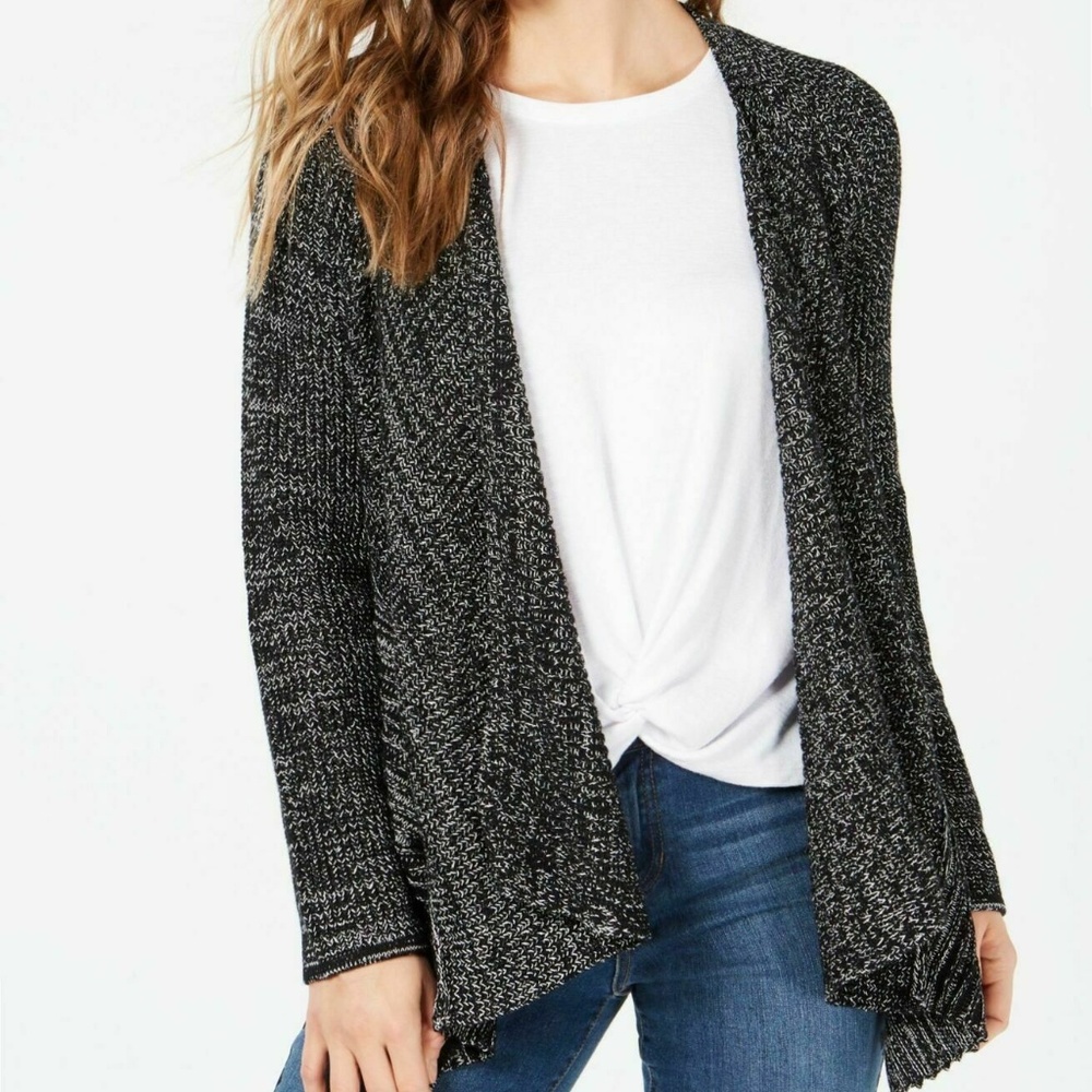 Style&CO M Black White Cardigan Sweater 6AO30